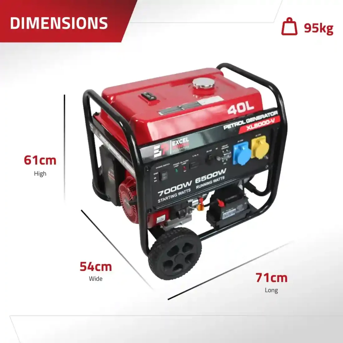 Excel Power XL8000V 7KW Open Framed Petrol Generator