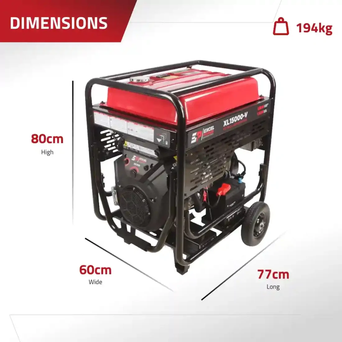 Excel Power XL15000V 13kW Open Framed Petrol Generator