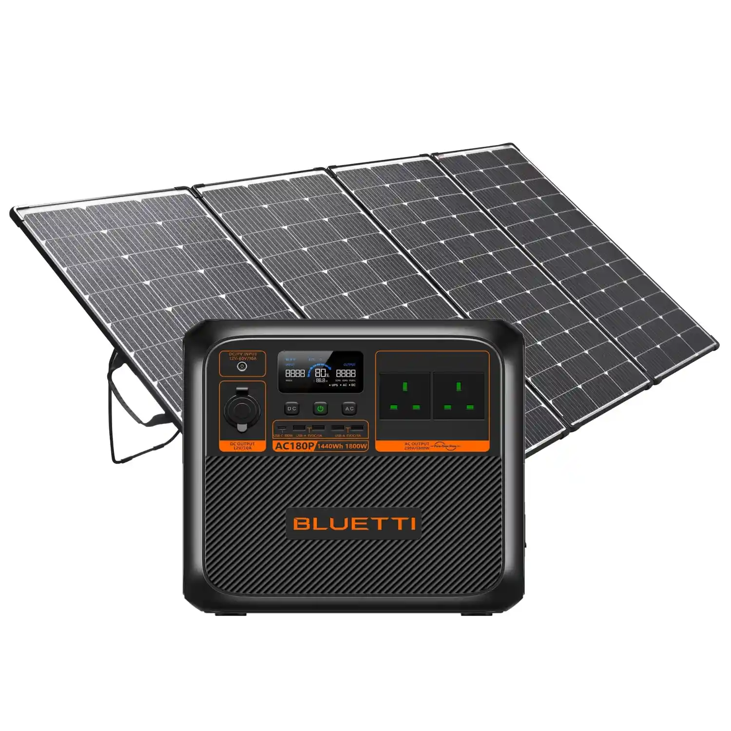 Bluetti AC180P + Excel Power 440W Portable Folding Solar Panel