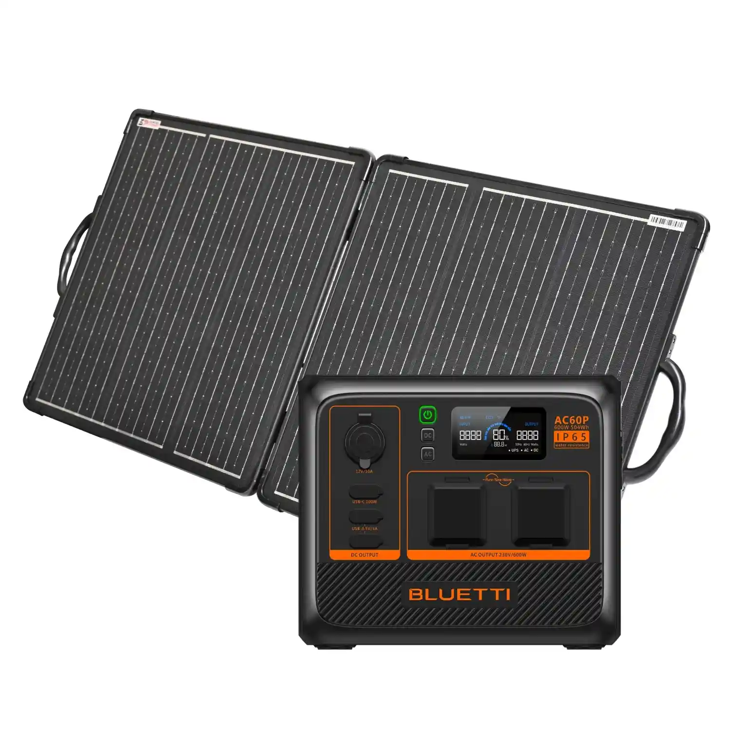 Bluetti AC60P + Excel Power 100W Portable Folding Solar Panel