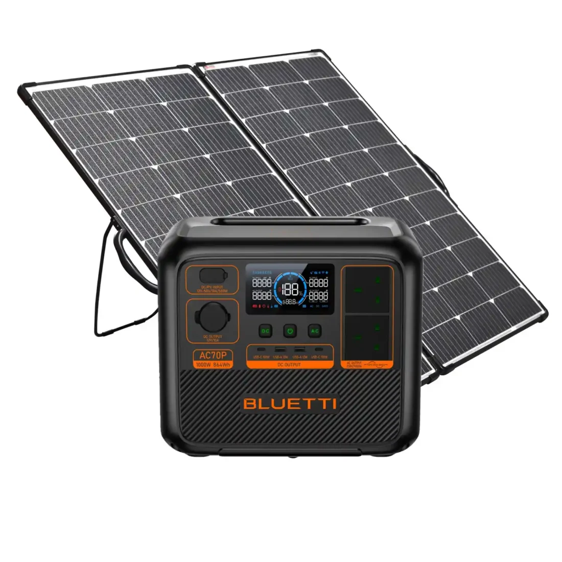 Bluetti AC70P + Excel Power 200W Portable Folding Solar Panel